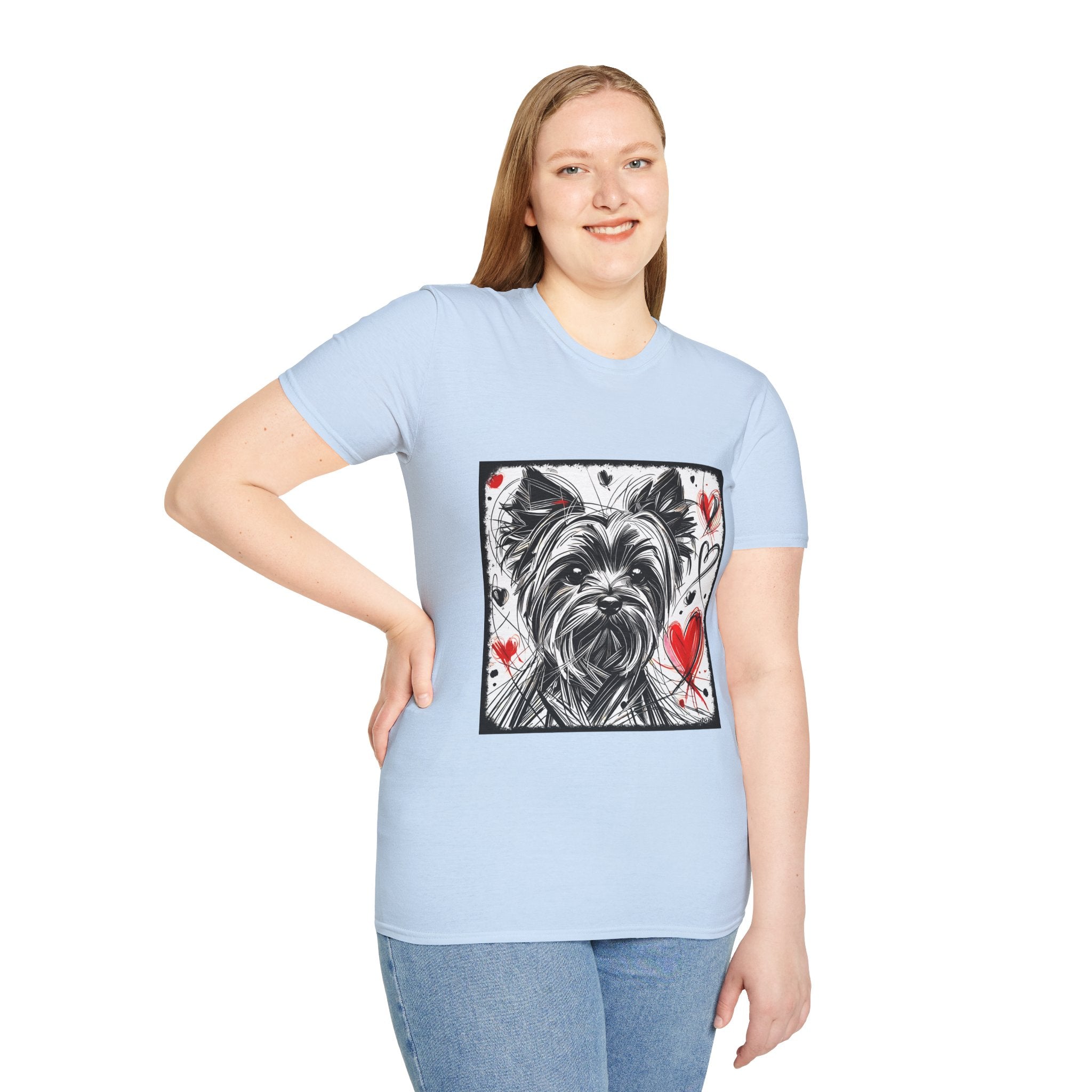Yorkshire Terrier Bold Heart Sketch | Unisex Dog T-Shirt