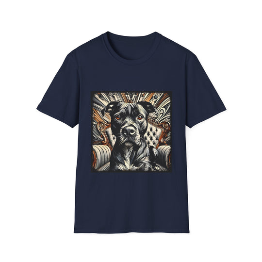 American Pit Bull Terrier B&W Brown Eyes design dog lover unisex t-shirt in navy