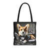 Pembroke Welsh Corgi Tote Bag Tux Luxe Dog Lover Gift tote bag in black