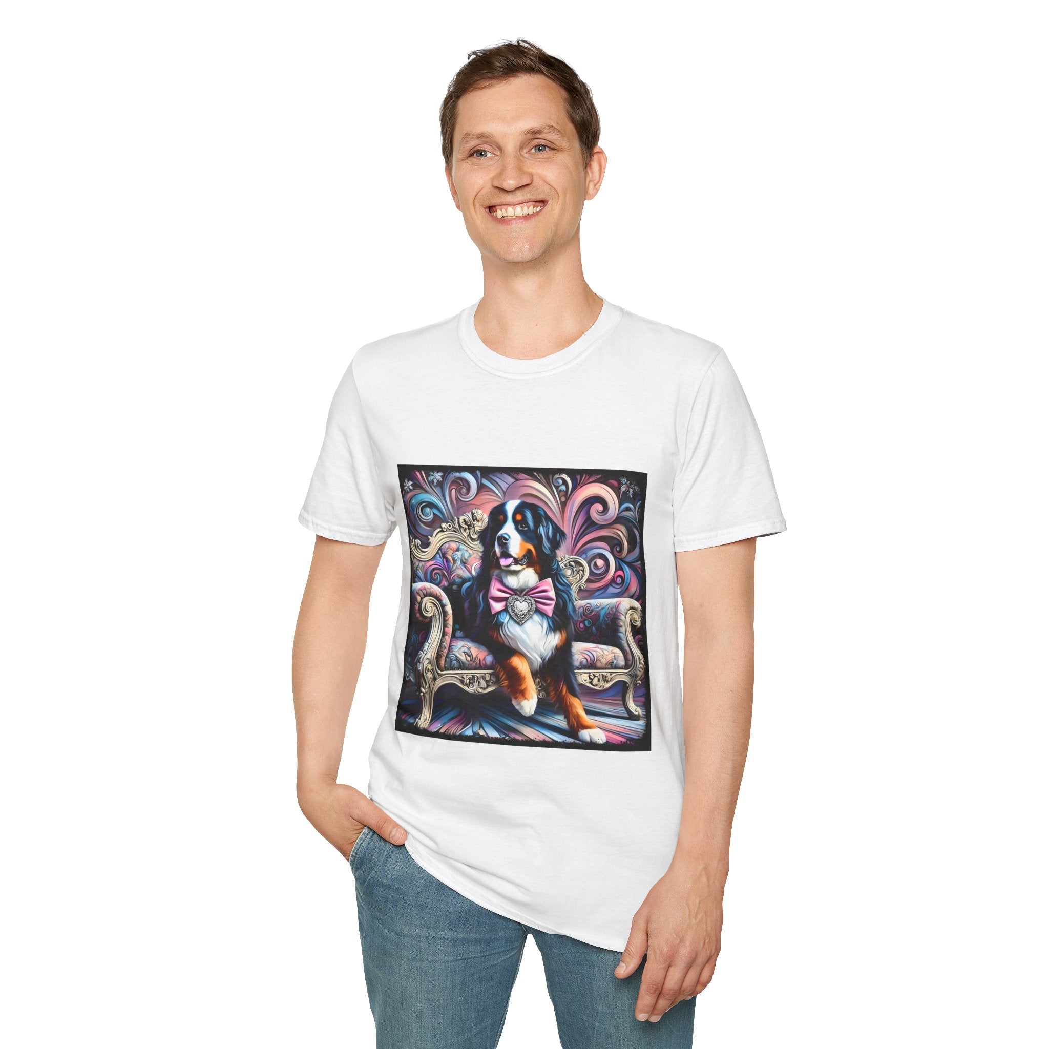 Bernese Mountain Dog Purple Diamond Vivid Swirl | Unisex Dog T-Shirt
