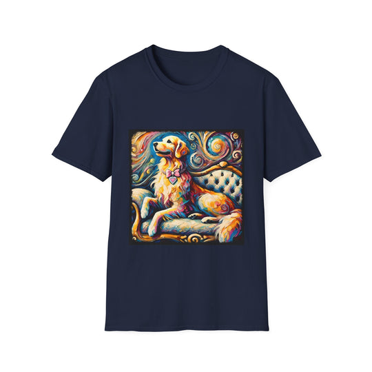 Golden Retriever Pastel Swirl design dog lover unisex t-shirt in navy