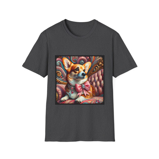 Pembroke Welsh Corgi Pink Swirl design dog lover unisex t-shirt in dark heather