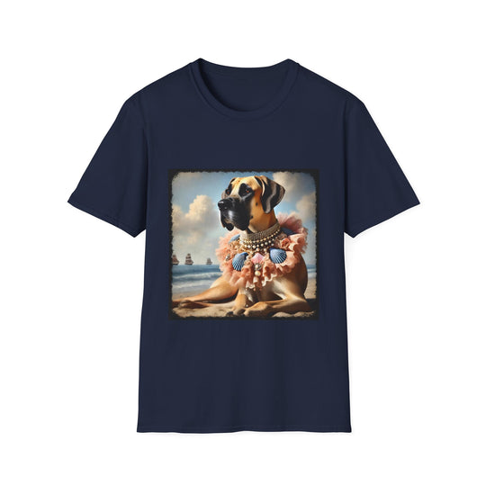 Great Dane Seaside Queen design dog lover unisex t-shirt in navy