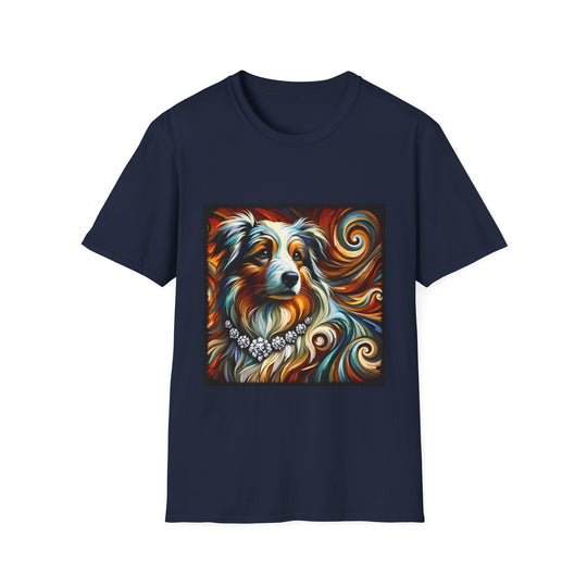 Australian Shepherd Diamond Swirl design dog lover unisex t-shirt in navy