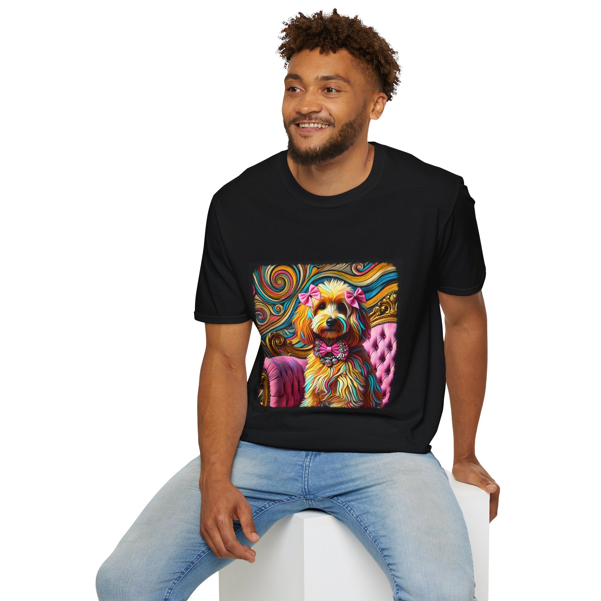 Goldendoodle Pink Diamond Bow Swirl  | Unisex Dog T-Shirt