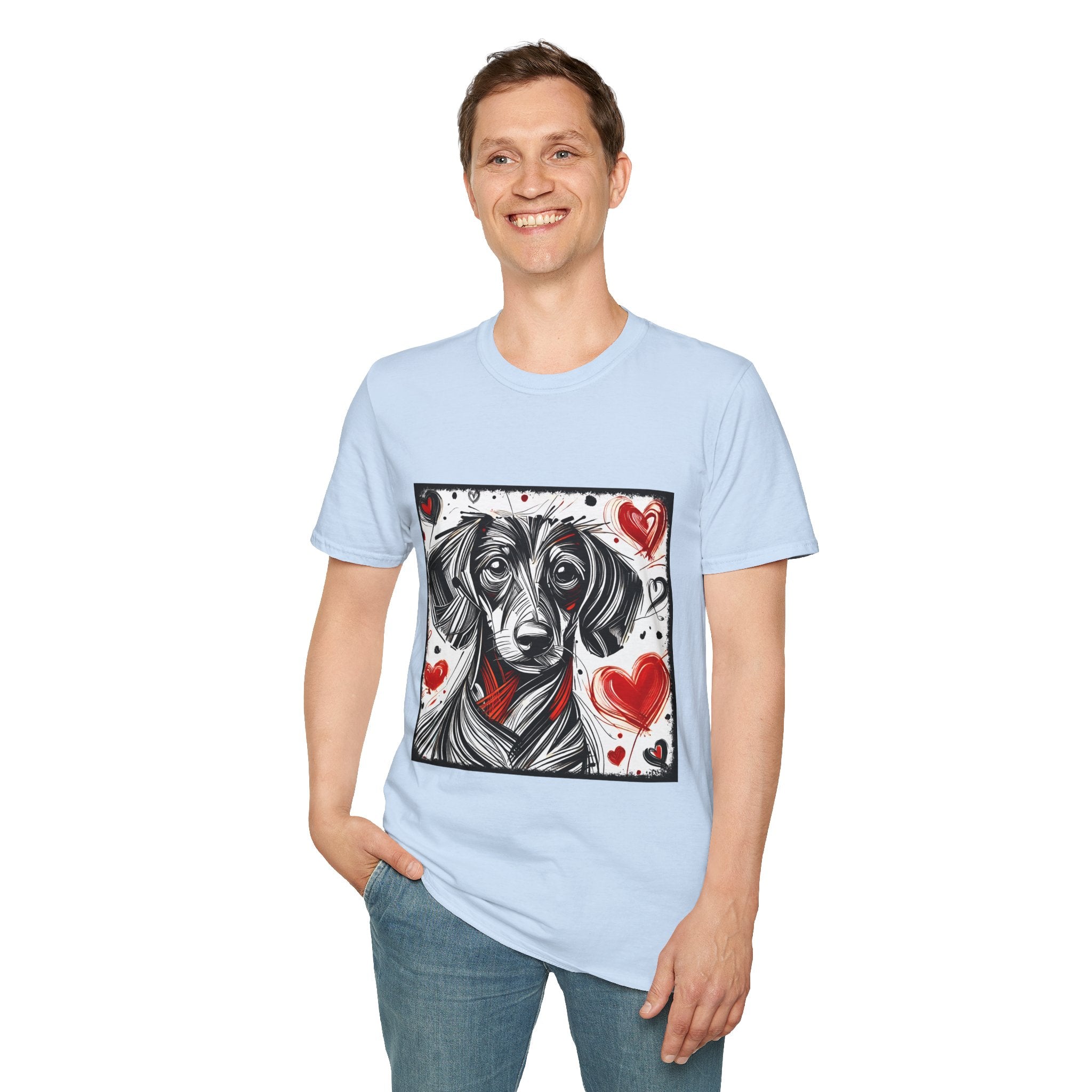 Dachshund Bold Heart Sketch | Unisex Dog T-Shirt
