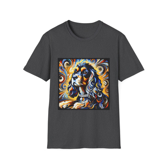 Cocker Spaniel Sun Swirl design dog lover unisex t-shirt in dark heather