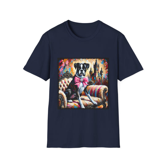 Boxer Pink Princess Classic design dog lover unisex t-shirt in navy