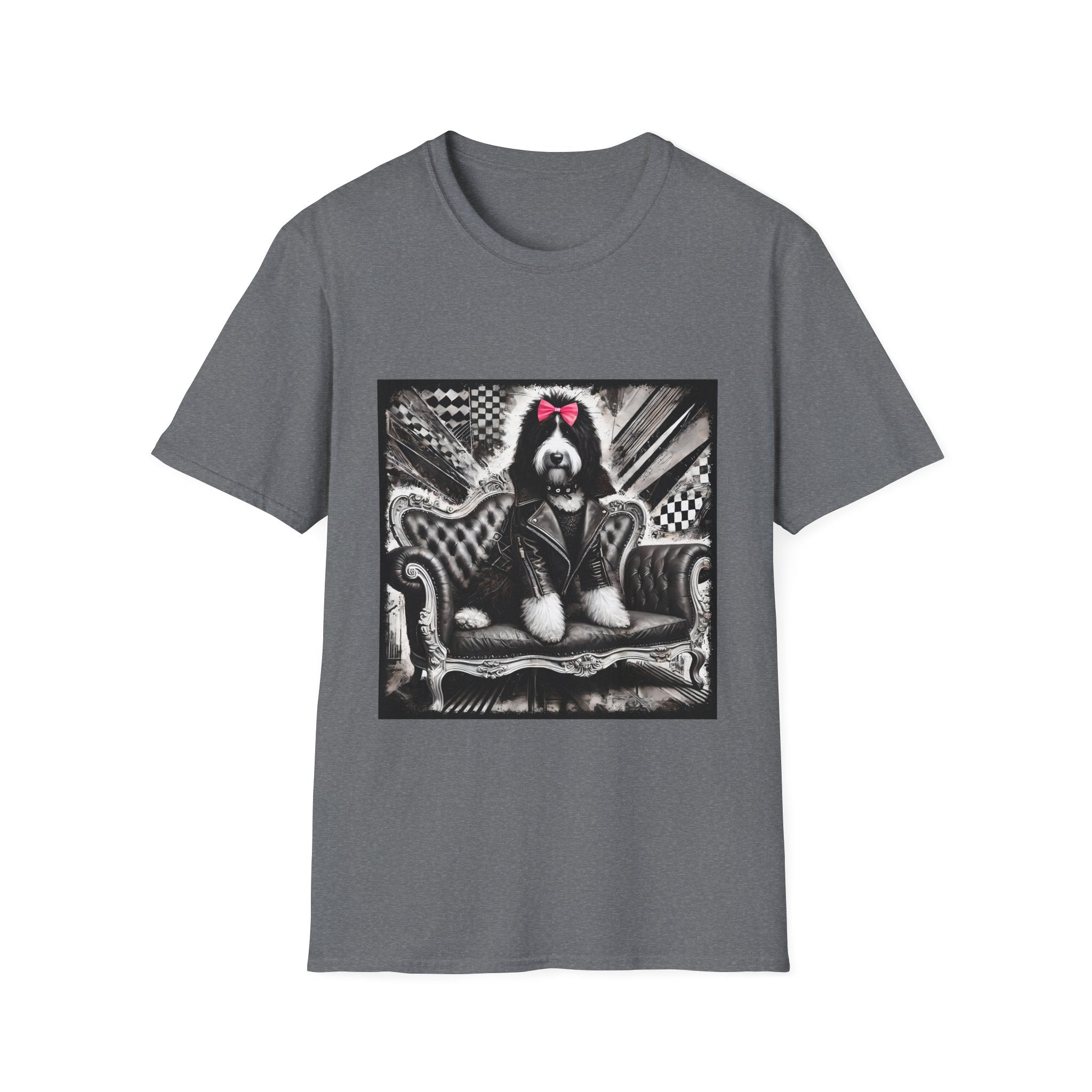 Bernedoodle B&W Pink Bow | Unisex Dog T-Shirt