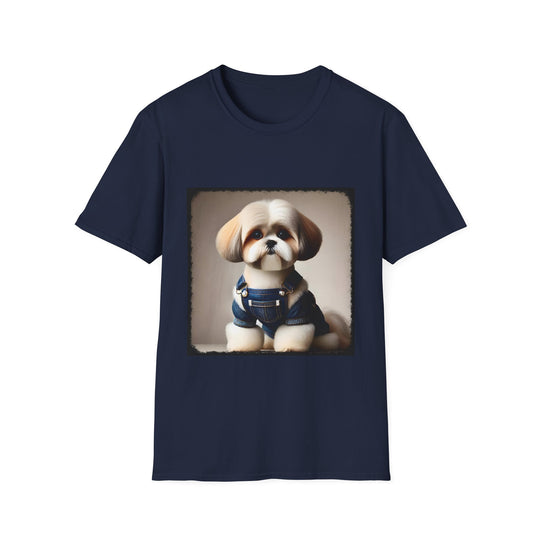 Shih Tzu Denim Doll design dog lover unisex t-shirt in navy