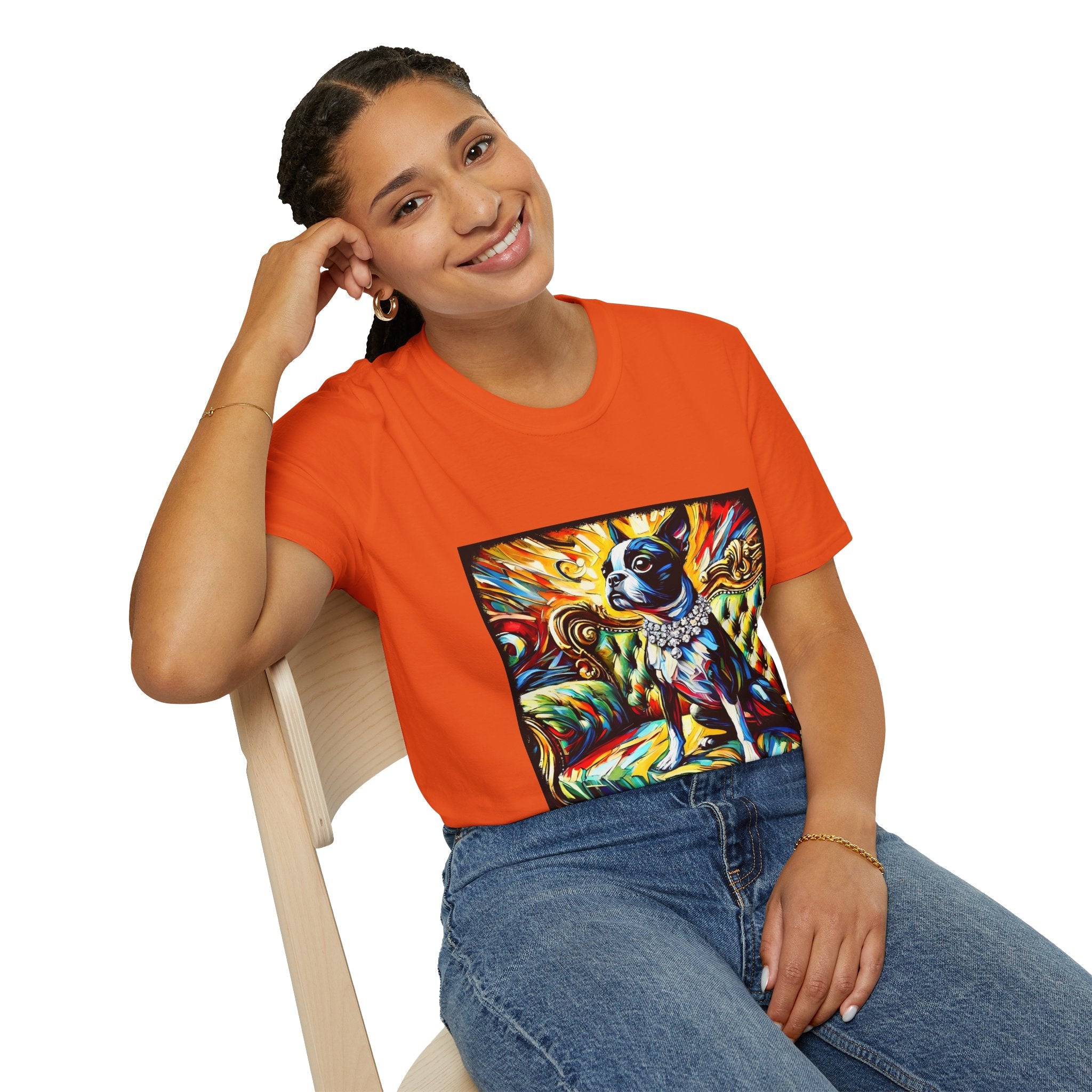 Boston Terrier Sunburst Swirl | Unisex Dog T-Shirt