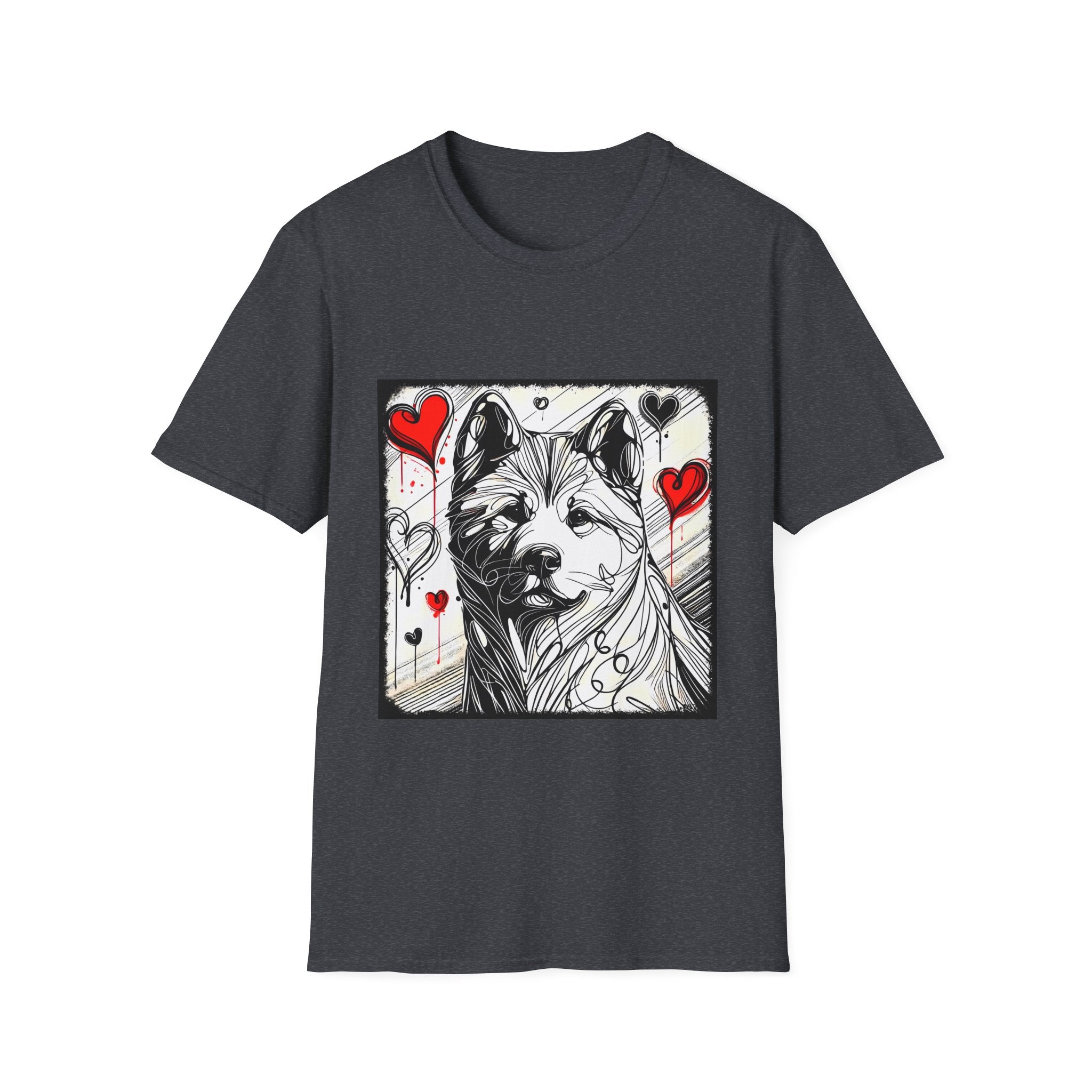Akita Shirt | Bold Heart Sketch Dog Lover Tee