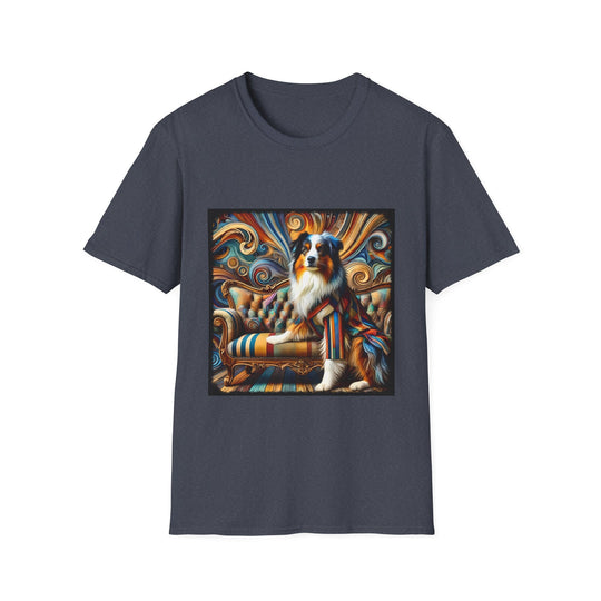 Australian Shepherd Warm Swirl design dog lover unisex t-shirt in heather navy
