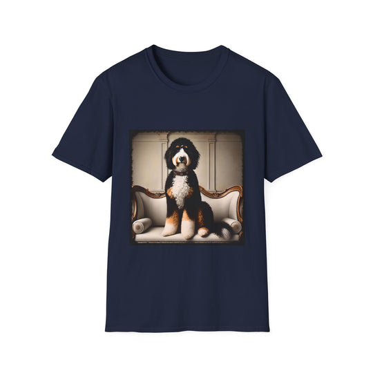 Bernedoodle Poised Posh design dog lover unisex t-shirt in navy