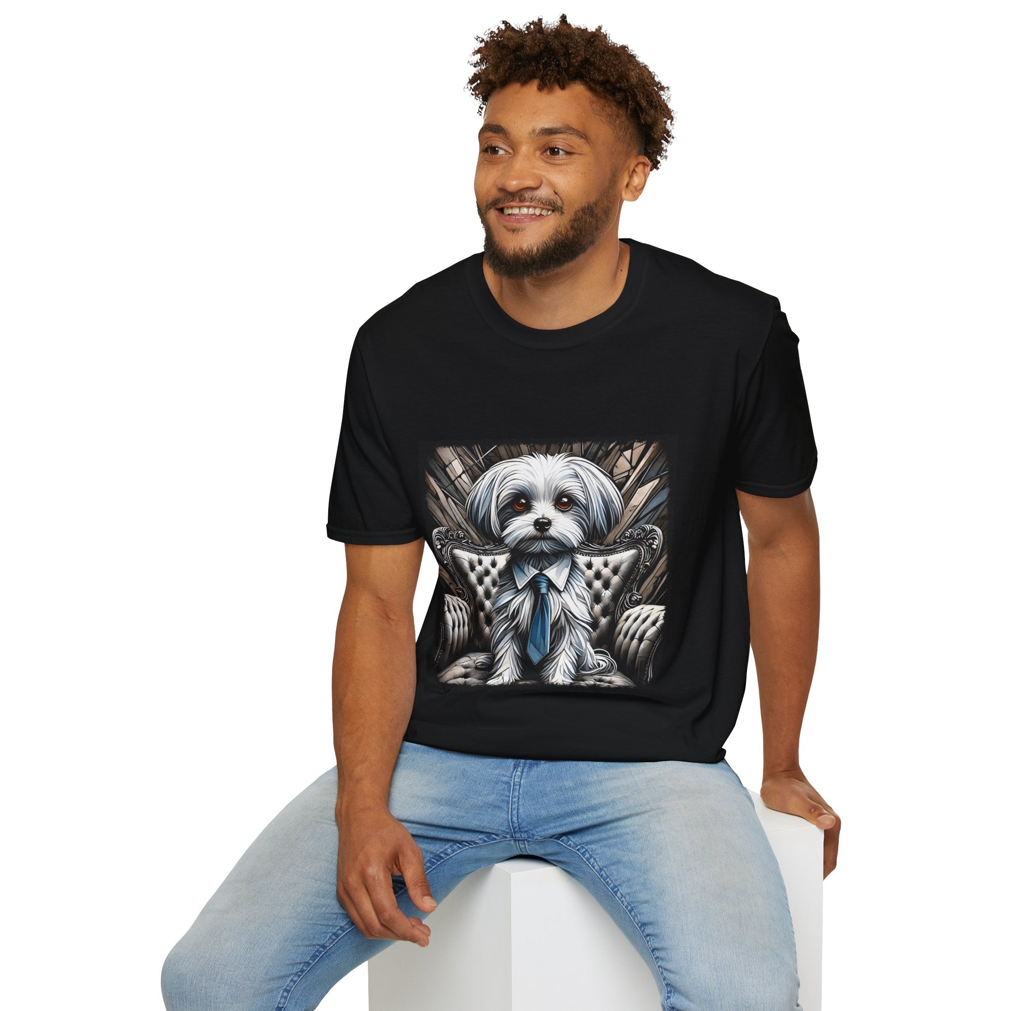 Maltese B&W Bold Eyes | Unisex Dog T-Shirt