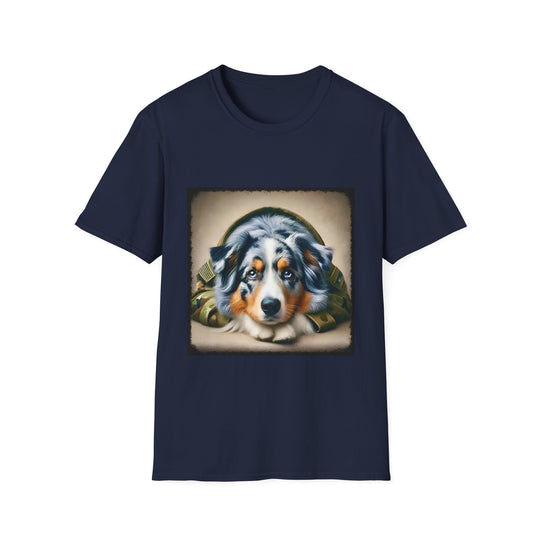 Australian Shepherd Camo Muse design dog lover unisex t-shirt in navy