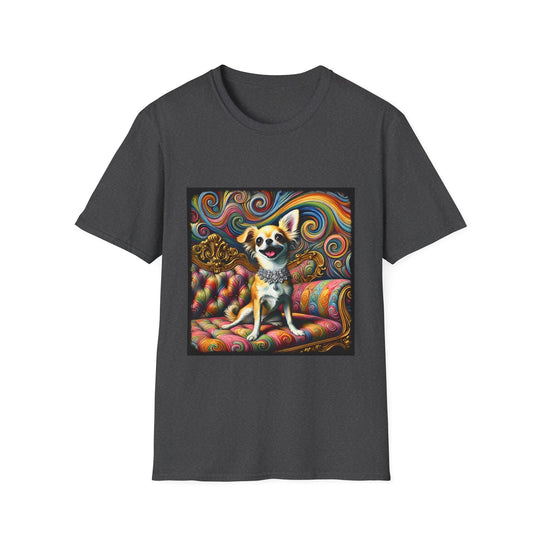 Chihuahua Blissful Swirl design dog lover unisex t-shirt in dark heather