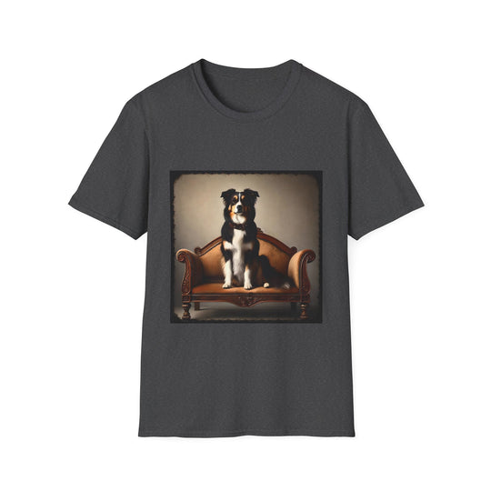 Border Collie Dapper Duke design dog lover unisex t-shirt in dark heather