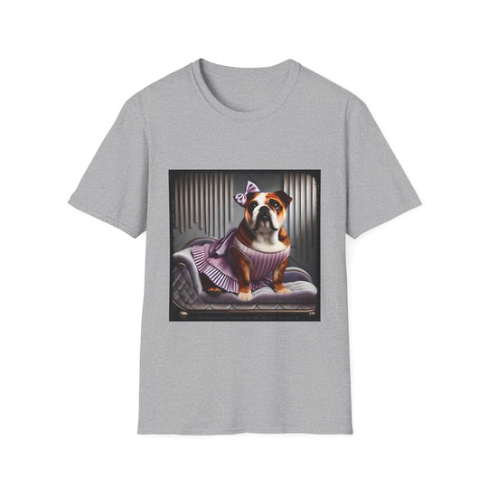 Bulldog Lilac Lovey design dog lover unisex t-shirt in sport grey