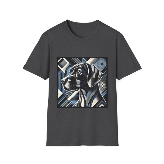 German Shorthaired Pointer Blue Geometric design dog lover unisex t-shirt in dark heather