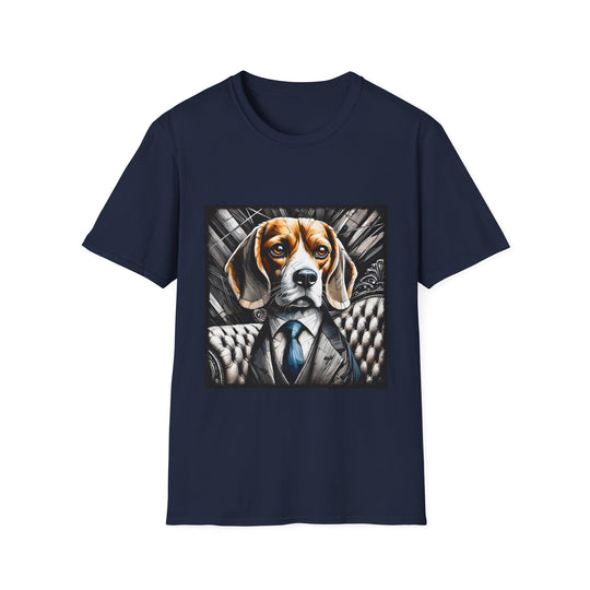 Beagle B&W Bold Eyes design dog lover unisex t-shirt in navy