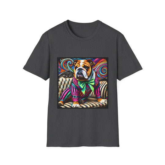 Bulldog Bold Rocker design dog lover unisex t-shirt in dark heather