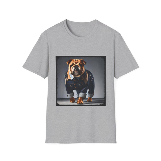Bulldog Denim Dream design dog lover unisex t-shirt in sport grey