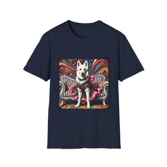 German Shepherd Pink Rocker design dog lover unisex t-shirt in navy