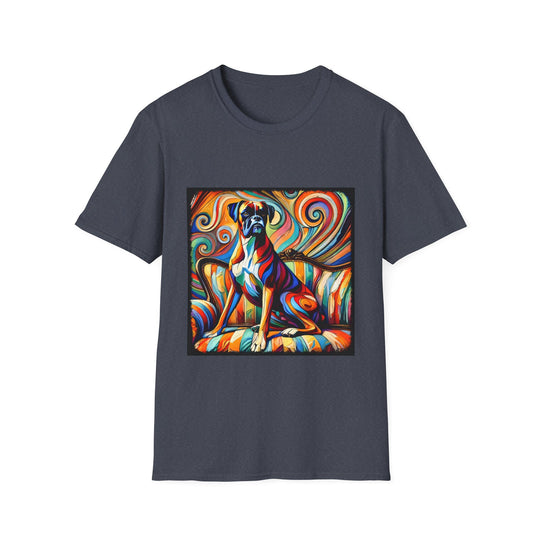 Boxer Mutilcolor Swirl design dog lover unisex t-shirt in heather navy