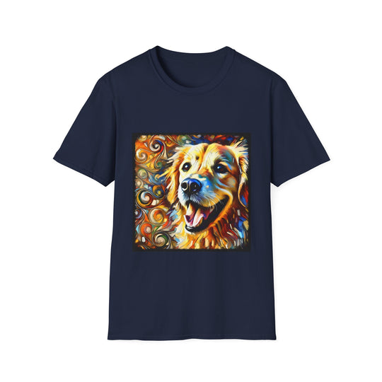 Golden Retriever Blissful Swirl design dog lover unisex t-shirt in navy