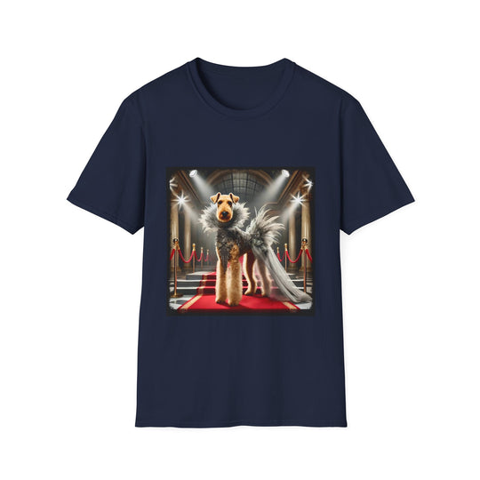 Airedale Terrier Showstopper design dog lover unisex t-shirt in navy
