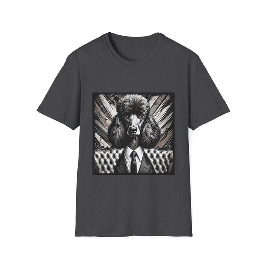 Poodle B&W Bold Eyes II design dog lover unisex t-shirt in dark heather