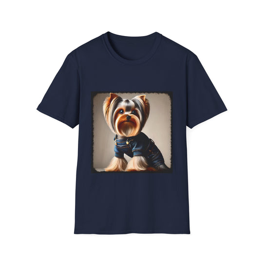 Yorkshire Terrier Denim Belle design dog lover unisex t-shirt in navy