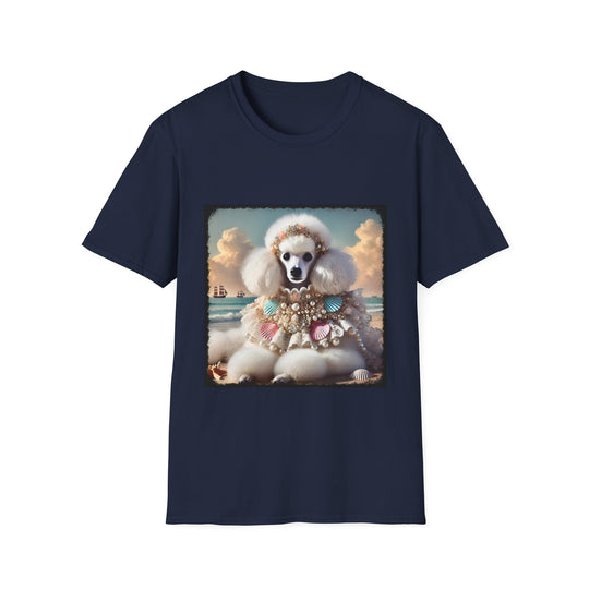 Poodle Coastal Cutie design dog lover unisex t-shirt in navy