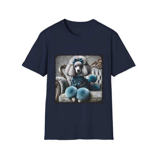 Poodle Bow Boss design dog lover unisex t-shirt in navy