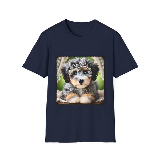 Aussiedoodle Mini Classic design dog lover unisex t-shirt in navy