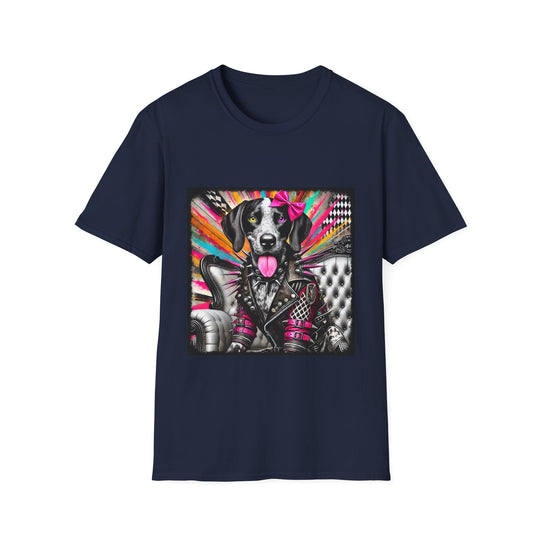 German Shorthaired Pointer Multicolor Rocker design dog lover unisex t-shirt in navy
