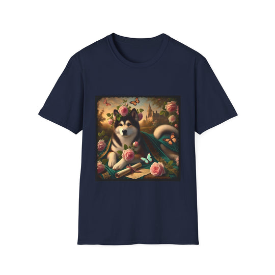 Akita Garden Grace design dog lover unisex t-shirt in navy