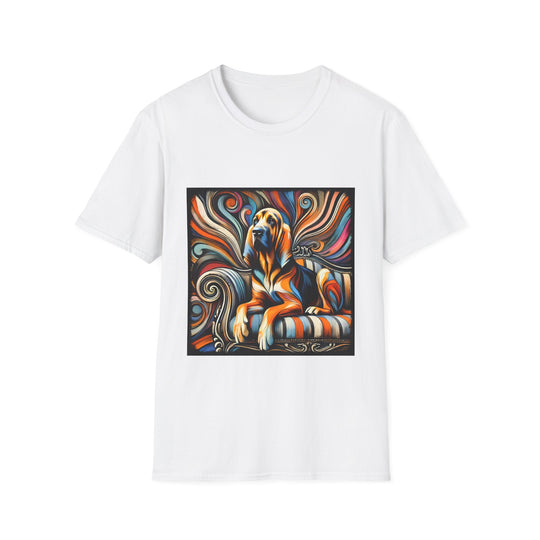 Bloodhound Fancy Swirl design dog lover unisex t-shirt in white