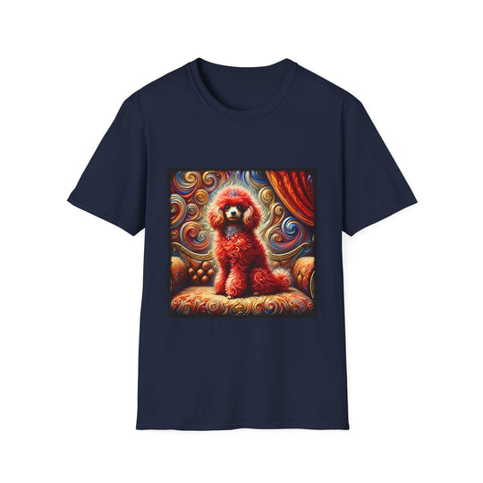 Poodle Fuzzy Swirl design dog lover unisex t-shirt in navy