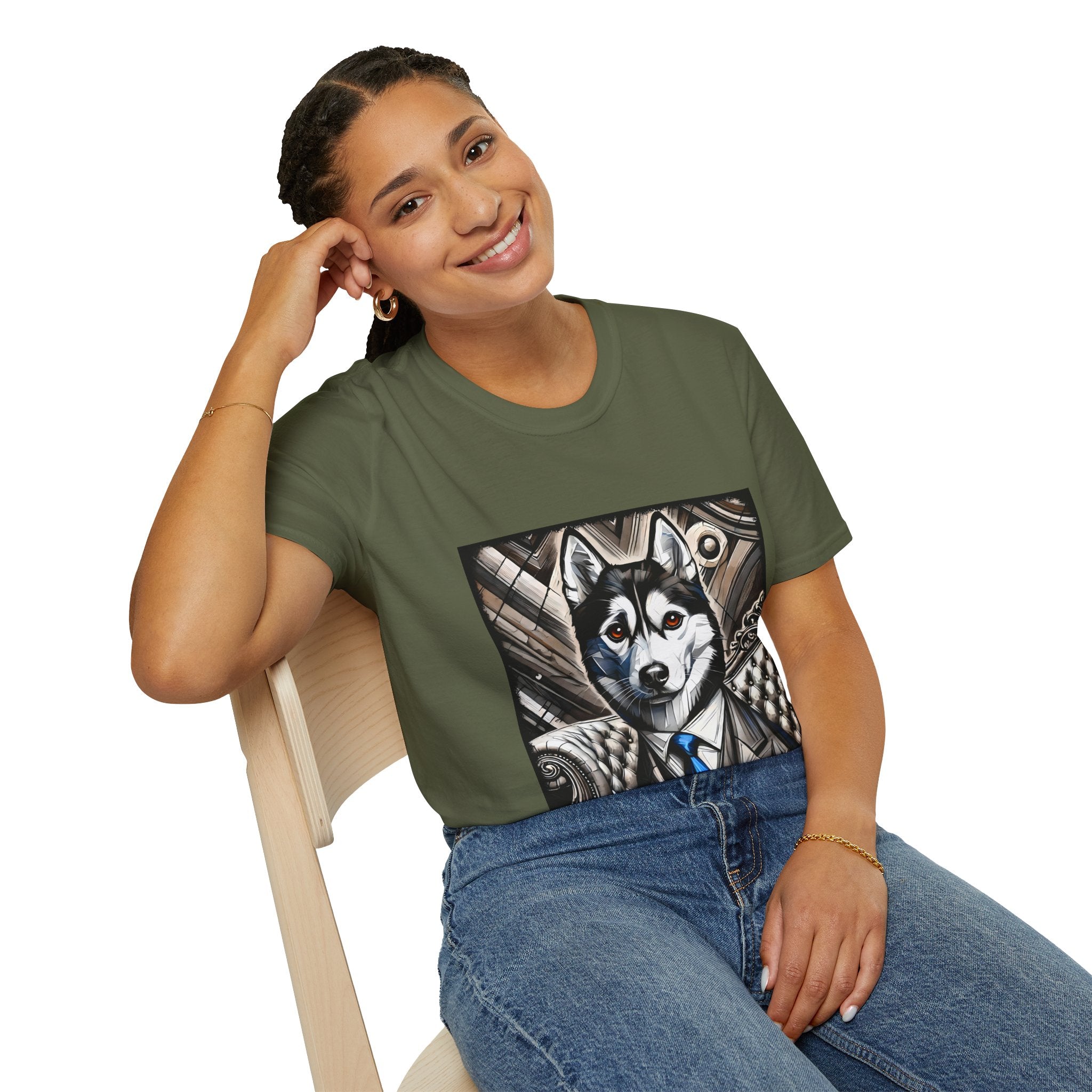Siberian Husky B&W Bold Eyes | Unisex Dog T-Shirt