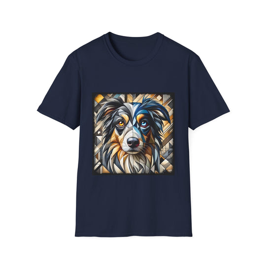 Miniature American Shepherd Bold Geometric design dog lover unisex t-shirt in navy