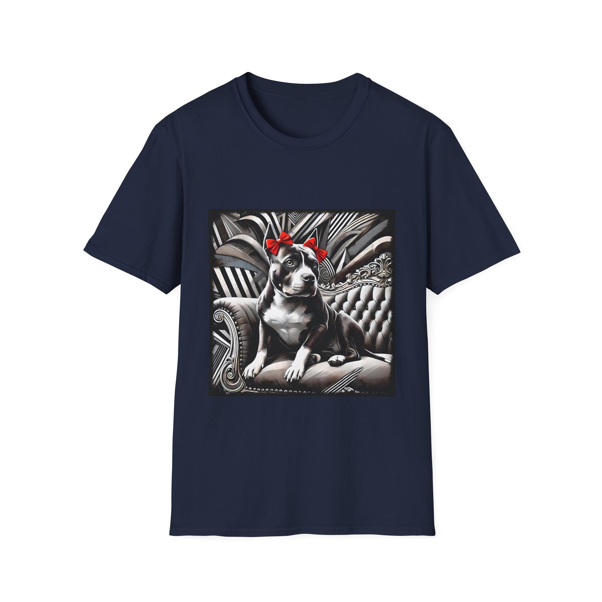 American Pit Bull Terrier Shirt | B&W Red Bow Dog Lover Tee