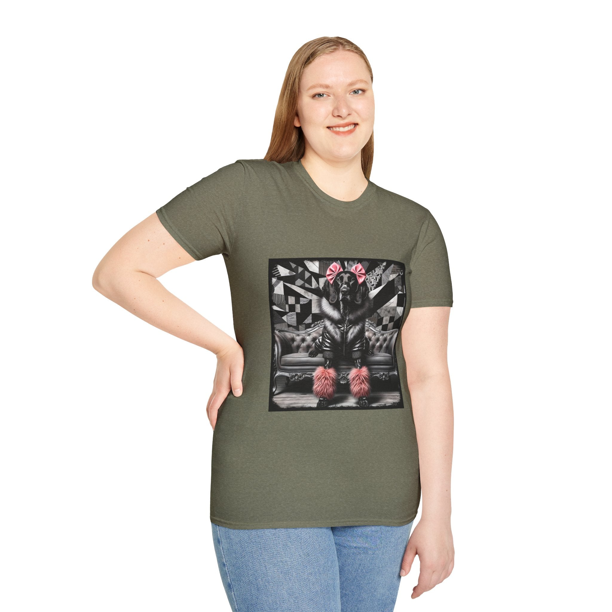 German Shorthaired Pointer B&W Pink Bow Rocker | Unisex Dog T-Shirt