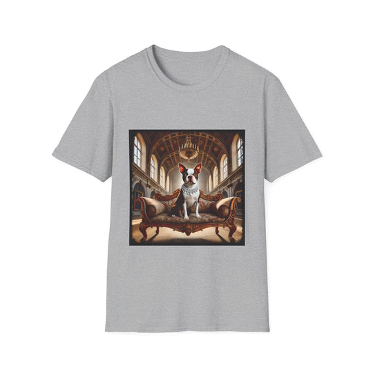 Boston Terrier Poised Princess design dog lover unisex t-shirt in sport grey
