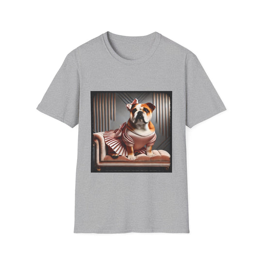 Bulldog Iconic Peach design dog lover unisex t-shirt in sport grey
