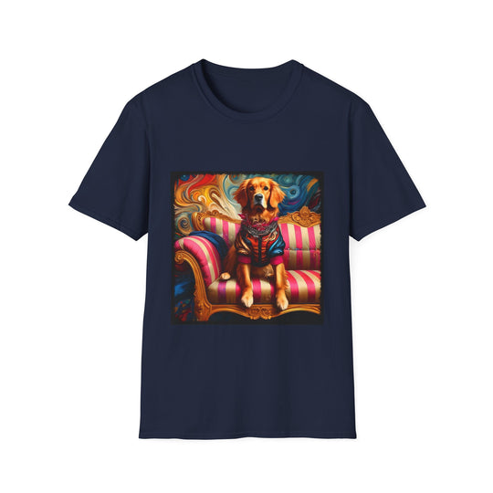 Golden Retriever Bold Rocker design dog lover unisex t-shirt in navy