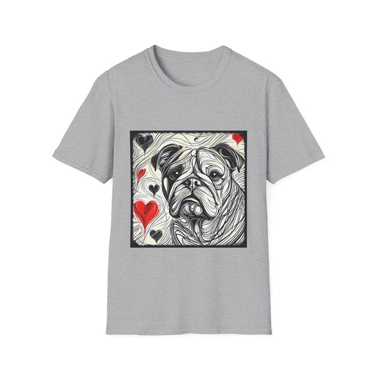 Bulldog Bold Heart Sketch design dog lover unisex t-shirt in sport grey
