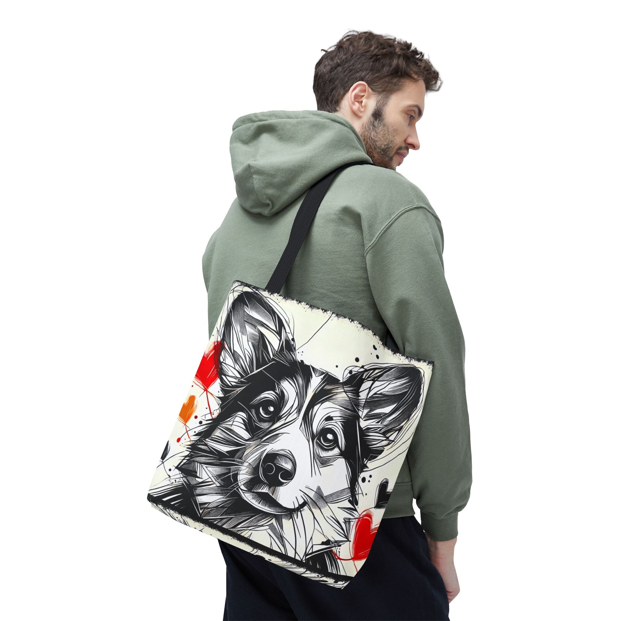 Pembroke Welsh Corgi Tote Bag | Bold Heart Sketch Dog Lover Gift