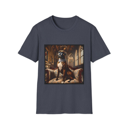 Boxer Posh Princess design dog lover unisex t-shirt in heather navy